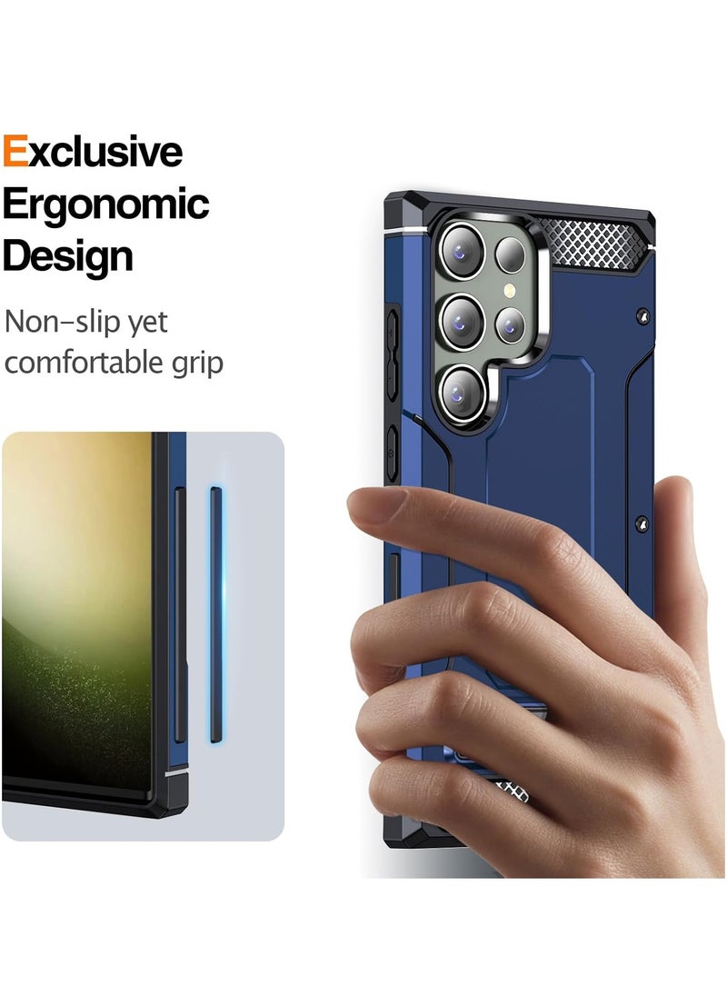 Samsung Galaxy S23 Ultra 5G Case with Built in Kickstand Shockproof Protective Phone Case for Samsung Galaxy S23 Ultra 5G (Blue)