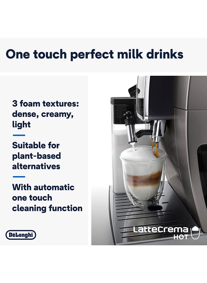 De'Longhi Coffee Machine DINAMICA PLUS Fully Automatic Bean to Cup Coffee Machine, 30+ Functions, Ideal for Espresso, Americano, Cappuccino, Latte, Macchiato & Many More Coffee Recipes 1.8 L 1450 W ECAM380.95.TB Titanium/Black - Image 4