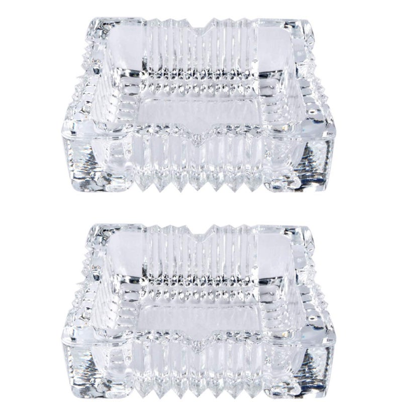 ZLY 2PCS 4 inch Ashtray,Square Tabletop Glass Ashtray Smoke Collectible Tribal Decoration - Image 1