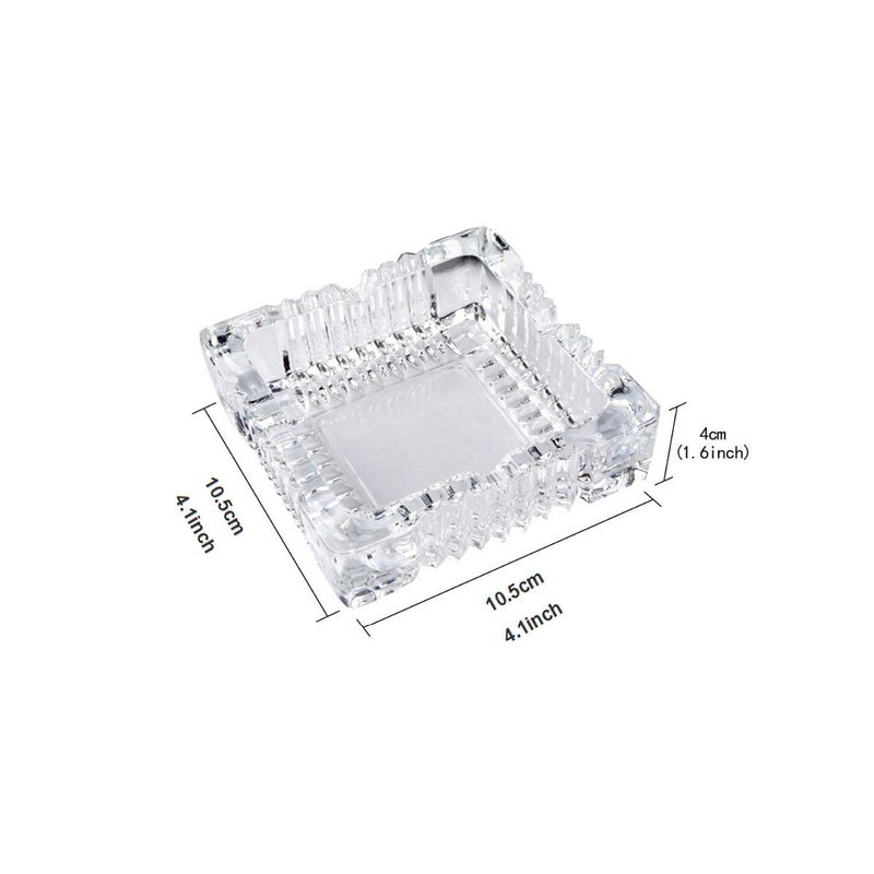 ZLY 2PCS 4 inch Ashtray,Square Tabletop Glass Ashtray Smoke Collectible Tribal Decoration - Image 3