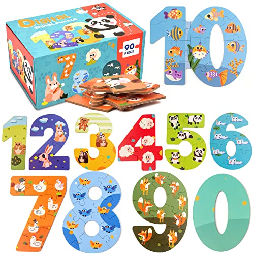 NAODONGLI Wooden Floor Puzzles for KidsMontessori Preschool Educational Learning Number Puzzle Animal Puzzle Matching Games Easter Basket Stuffers Gifts for Boys Girls Ages 3 - Image 1
