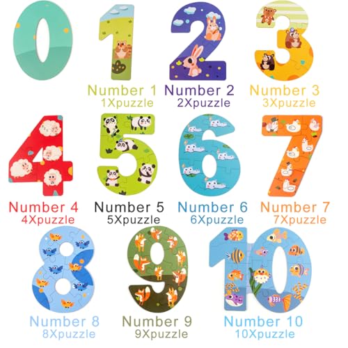 NAODONGLI Wooden Floor Puzzles for KidsMontessori Preschool Educational Learning Number Puzzle Animal Puzzle Matching Games Easter Basket Stuffers Gifts for Boys Girls Ages 3 - Image 5