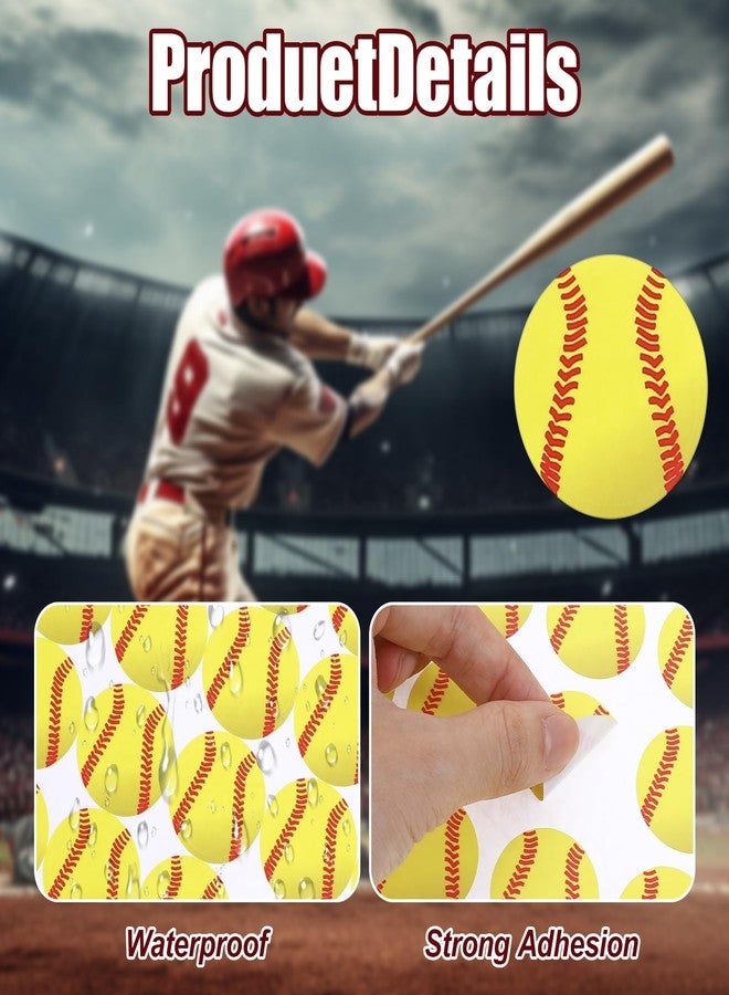 Exclaith 200pcs Softball Helmet Stickers Self Adhesive Softball Stickers Gold Vinyl Sports Baseball Award Decals for Women Men Office Birthday Batting - Image 3