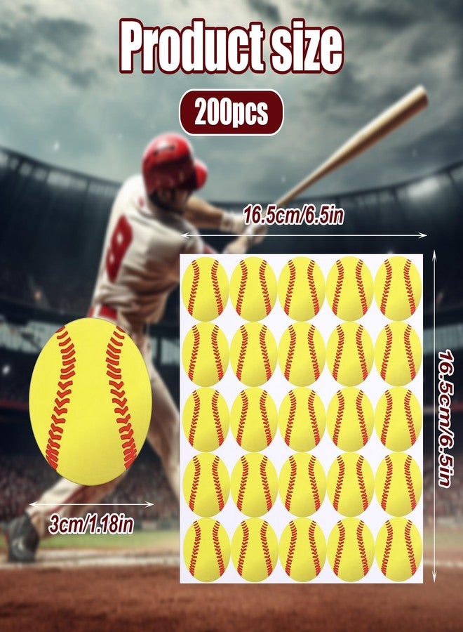 Exclaith 200pcs Softball Helmet Stickers Self Adhesive Softball Stickers Gold Vinyl Sports Baseball Award Decals for Women Men Office Birthday Batting - Image 2