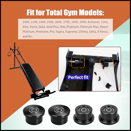 Vsttar Qty.4 Machined Wheels/Rollers Compatible Total Gym Replacement, Fits Models 1000,1100,1400,1500,1600,1700,1800,1900,Achiever,Force,Gold,Max,Platinum,Platinum Plus,Pro,Supra,Supreme,Ultima,Ultra,XLI - Image 3