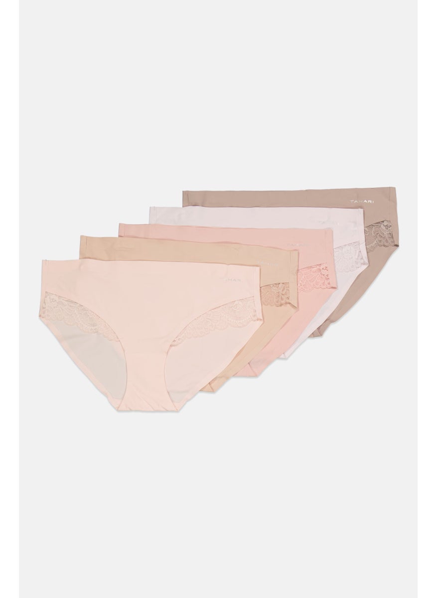 Tahari - Women 5 Pcs Lace Sides Slip On Panties, Multicolor - Image 1