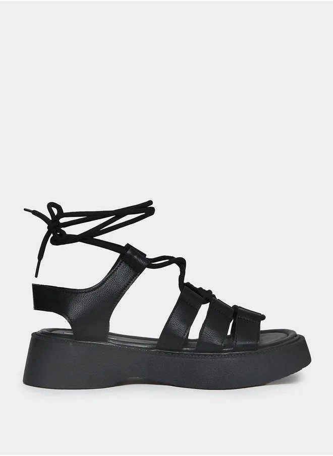 Styli Tie-Up Detail Gladiator Platform Sandals