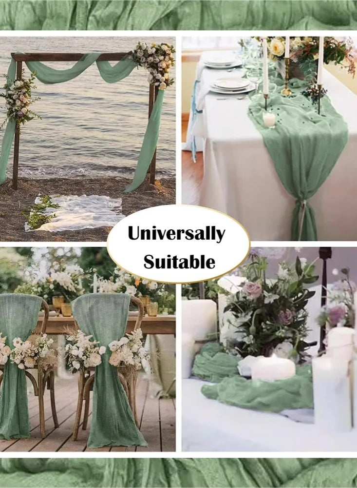 PHISMA Crumpled Gauze Table Runner, 90 x 300 cm Boho Gauze Table Runner for Wedding Bridal Baby Shower Birthday Party Table Decoration - Image 4