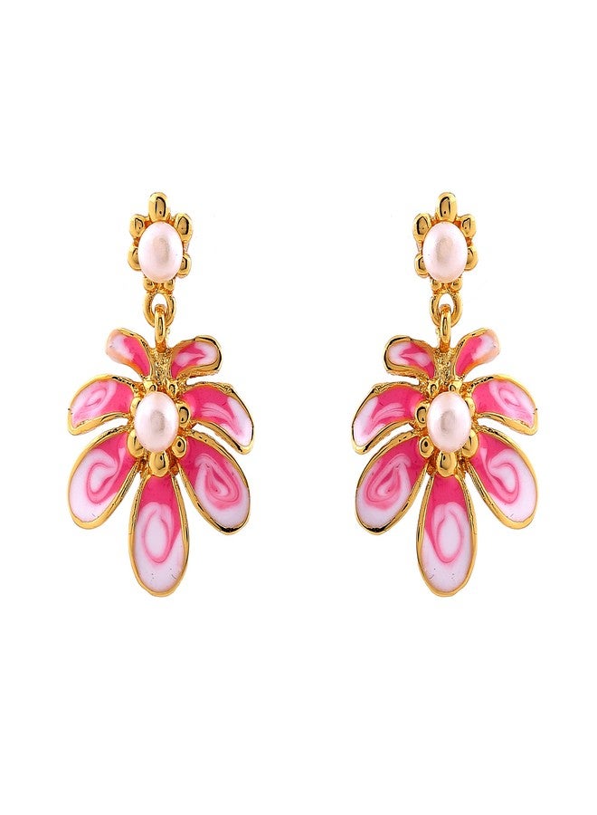 Estele Rose Gold Pink Floral Necklace Jewellery Set for Women - Image 5