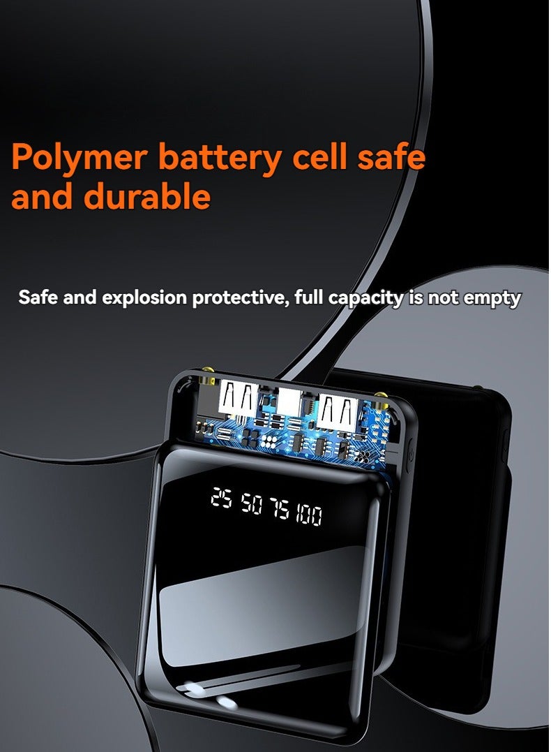 Mini Full-screen Power Bank 20000 Mah Ultra-thin Compact Portable Large Capacity Fast Charging Power Bank (black)  - Image 3