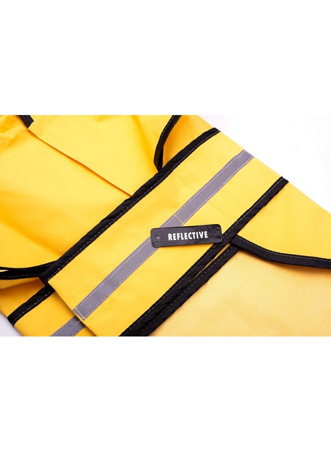 Ethical Pet SPOT Rainy Days Slicker - Yellow Dog Rain Jacket With Hood, Reflective Strip for Safety, Leash Hole & Adjustable Velcro Belly Strap, 100% Polyester Water Resistant Pet Raincoat - Large, 17in Long - Image 5