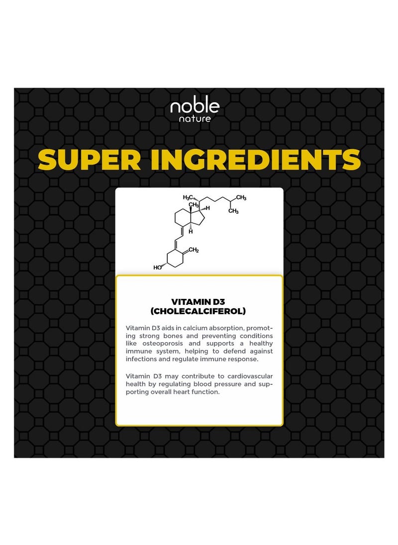 noble nature - Vitamin D3 4000 IU, Provides Immune Support, Supports Bone, Teeth and Muscle Health 120 Veg Tablets - Image 1