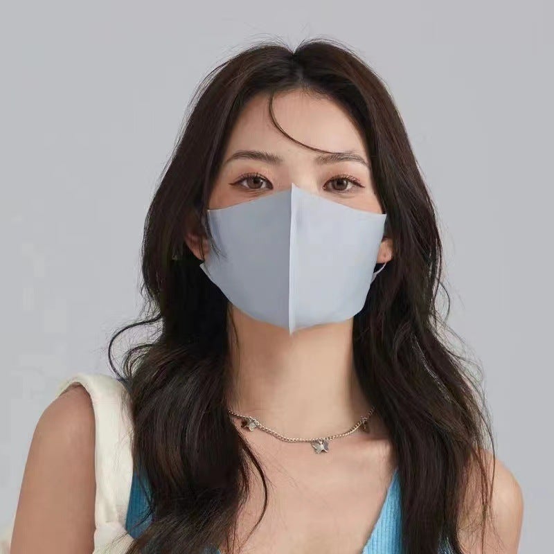 Sunscreen Mask Womens High-value Eye Corner Anti-ultraviolet Sunshade Full Face Mask Ice Silk Summer Thin Breathable Mask A Blue