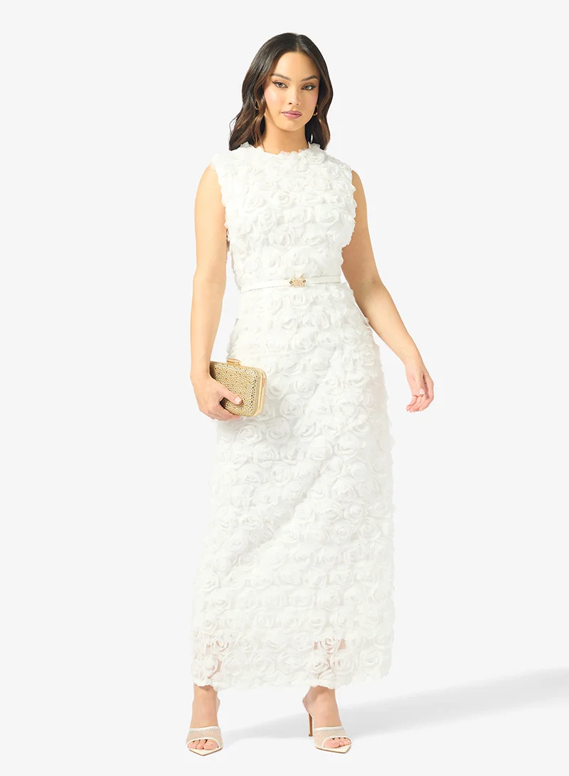 3D Floral Applique Bodycon Dress