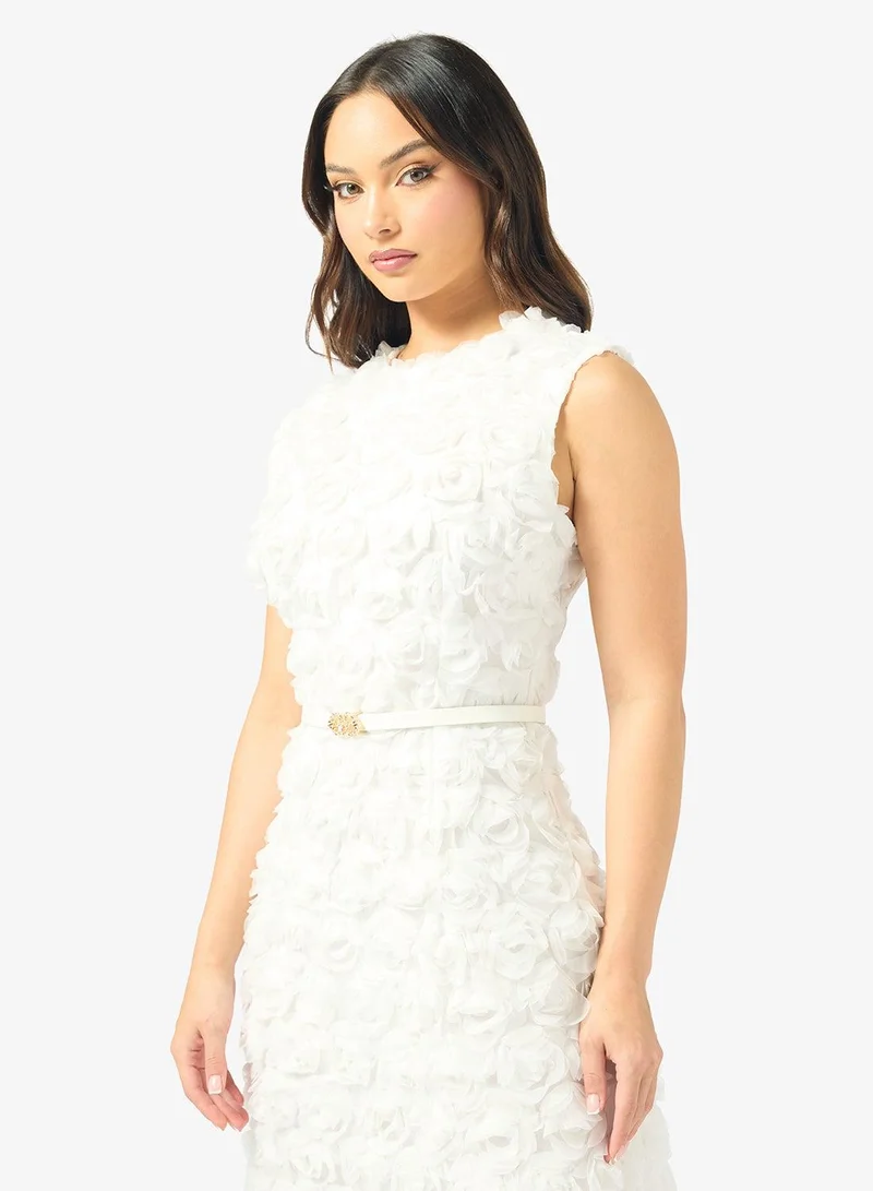 Ginger Boutique  3D Floral Crosage Detail Shift Dress for Women | Best Price UAE