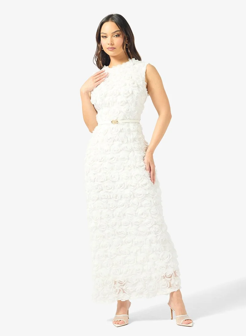 Ginger Boutique  3D Floral Crosage Detail Shift Dress for Women | Best Price UAE