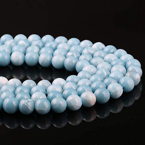 QSLLER Larimar Beads 8 mm Beads Natural Stone Round Loose Beads for Jewelry Making Beads for Br Beautiful Birthday Gift 1 Strand 15" (8 mm, Larimar) - Image 5