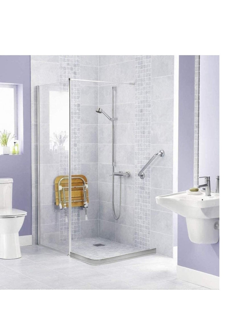 Generic Collapsible Threshold Water Dam Self-Adhesive Shower Barrier Bathroom And Kitchen Stopper, Home Retention System, Waterproof Flow Block Seal Strip Gray 1.1M  - Image 3