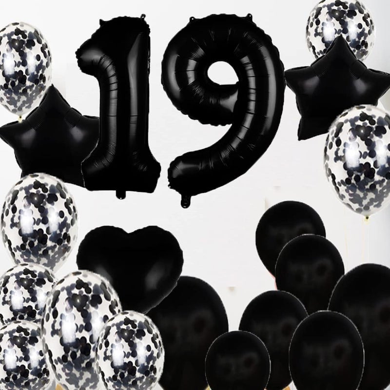 ZSNWGZ Sweet 19th Birthday Decorations Party Supplies,Black Number 19 Balloons,19th Foil Mylar Balloons Latex Balloon Decoration,Great 19th Birthday for Girls,Women,Men,Photo Props - Image 5