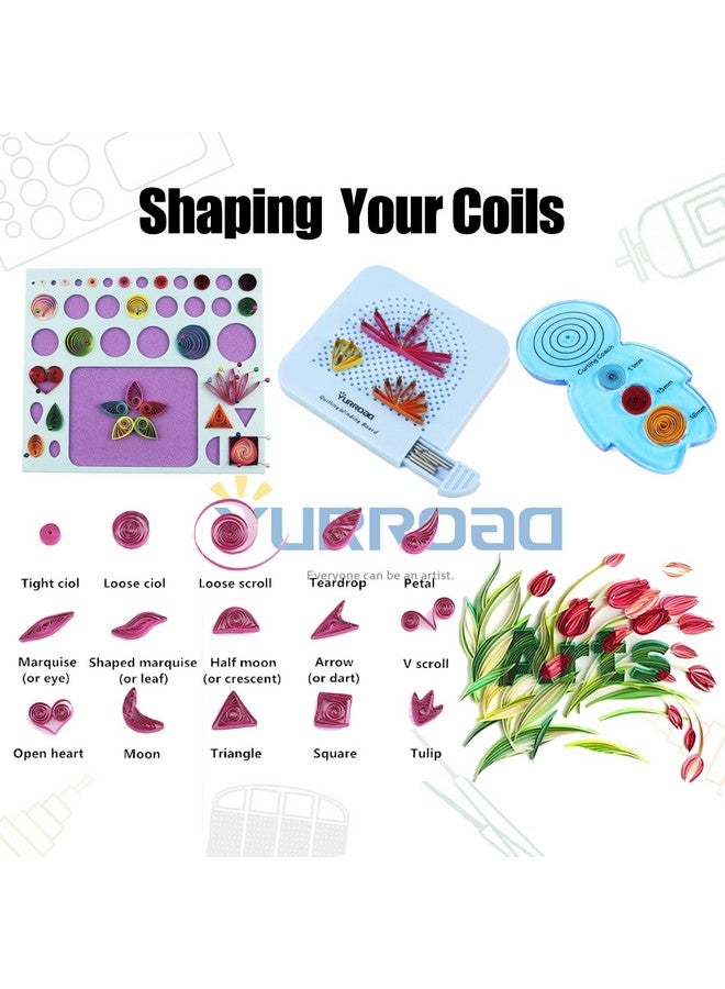 YURROAD Quilling Paper Set For Beginners With 36 Colors 900 Strips 3Mm Quilling Papers Quilling Template Board Quilling Comb Quilling Curling Coach Quilling Slotted Pen  - Image 5