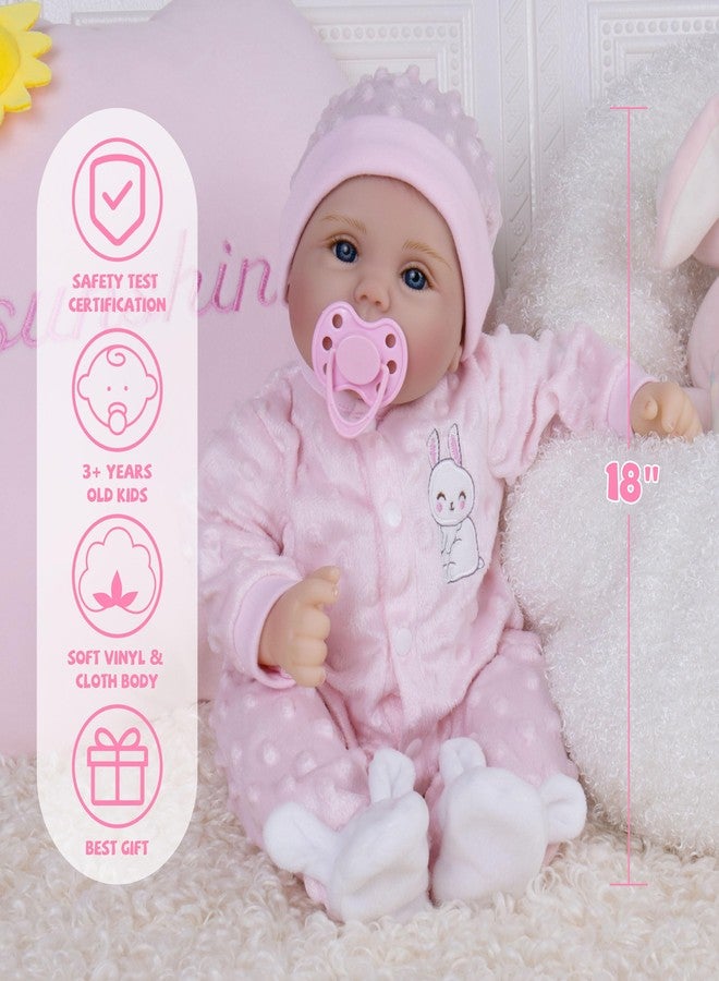 Milidool Reborn Baby Dolls Lifelike Girl Doll 18 inch Realistic Newborn Baby Doll Real Looking Silicone Baby Dolls Girl with Feeding Complete Accessories for 3+ Years Old Gifts - Image 4