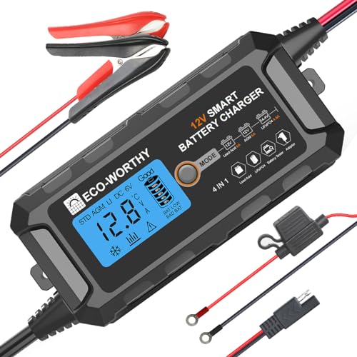 ECO-WORTHY 12V 5A Automatic Smart Battery Charger and Maintainer LCD Display for Lead Acid and Lithium (LiFePO4) Battery - Image 1