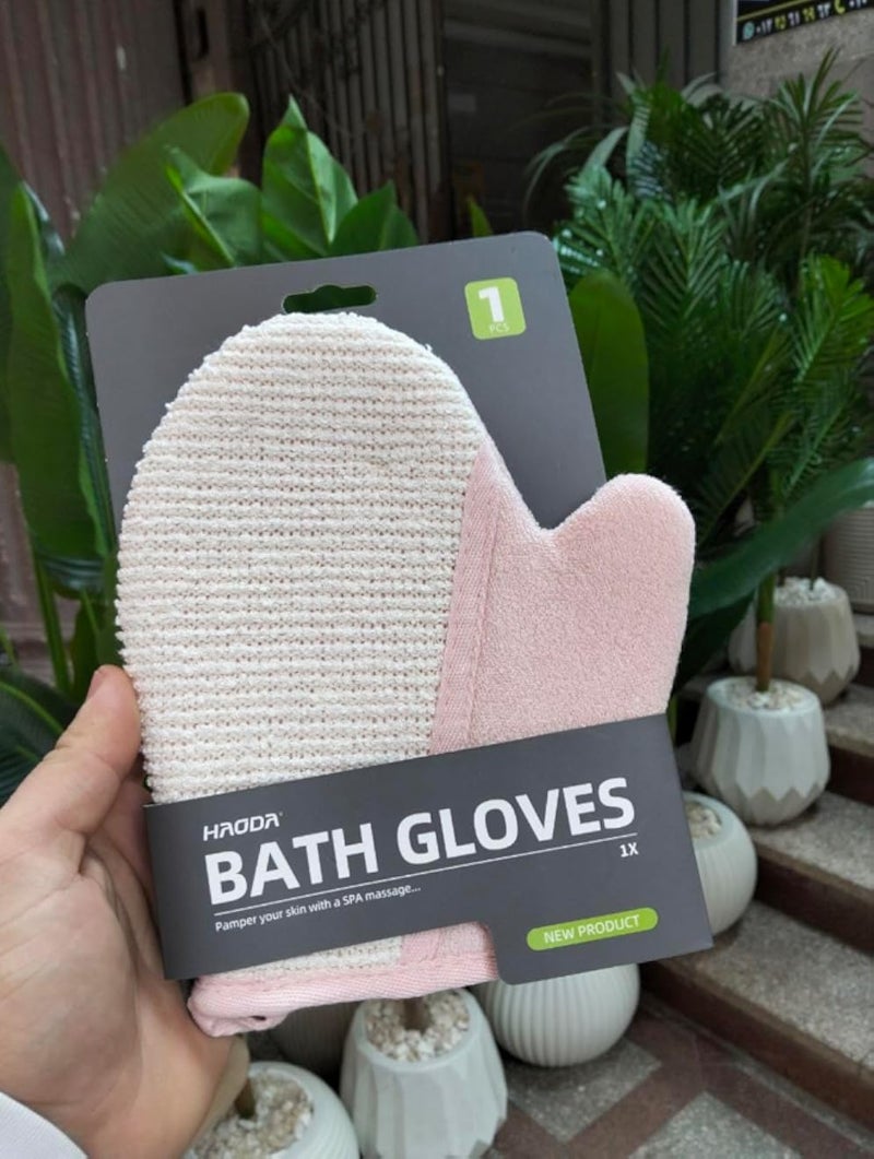 Generic -Texture Bath Glove, Pink and White, Spa Massage Exfoliating Mitt, Gentle Cleansing, available in multiple colors.