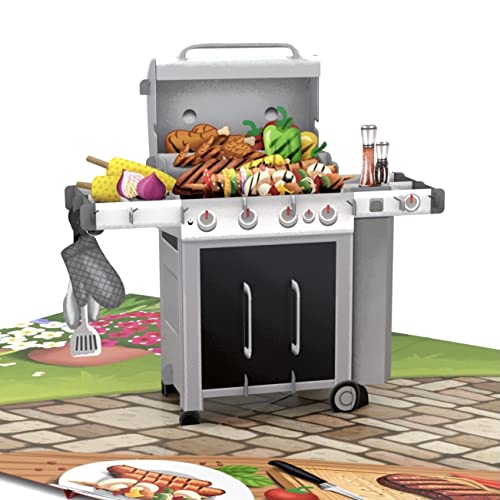Liif BBQ Grill 3D Greeting Fathers Day Card, Pop Up Fathers Day Card, Birthday Card For DAD, Men, Husband, Brother, Boss, Friendship | With Message Note | Size 8 x 6 Inch - Image 1