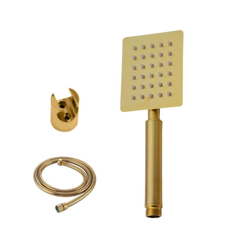 ZAP Zap Ultra ZX 2212 Gold Stainless Steel Handheld Shower Square Design with Chrome Finish and High Pressure With Hose Pipe Set  - Image 1