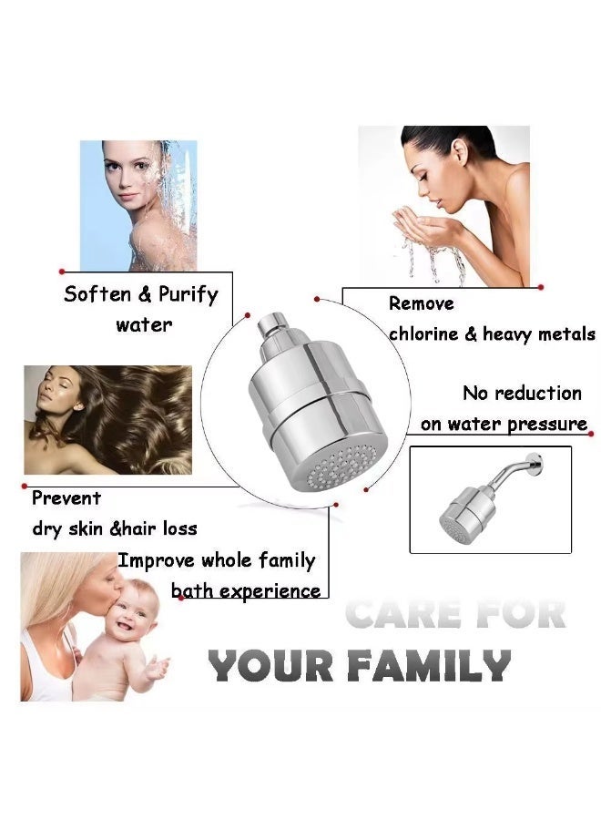 SEQ 15 Stage Shower Head Filter, High Pressure Water Softener Attachment for Bathroom, Chrome Shower Filter with Replaceable Cartridge for Cleaner Bathing Water - Image 1