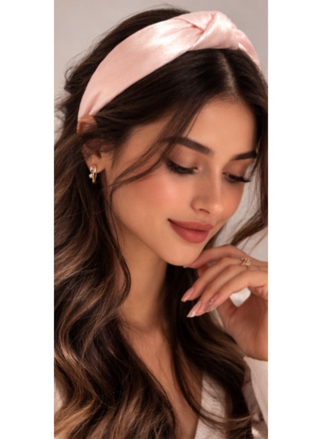 Blush Pink Satin Elegant Headband - Image 3