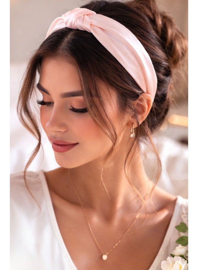 Blush Pink Satin Elegant Headband - Image 4