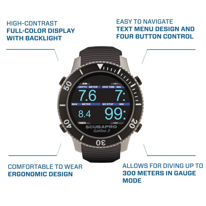 SCUBAPRO Galileo 3 (G3) Wrist Dive Computer w/Transmitter Smart + Pro - Image 5