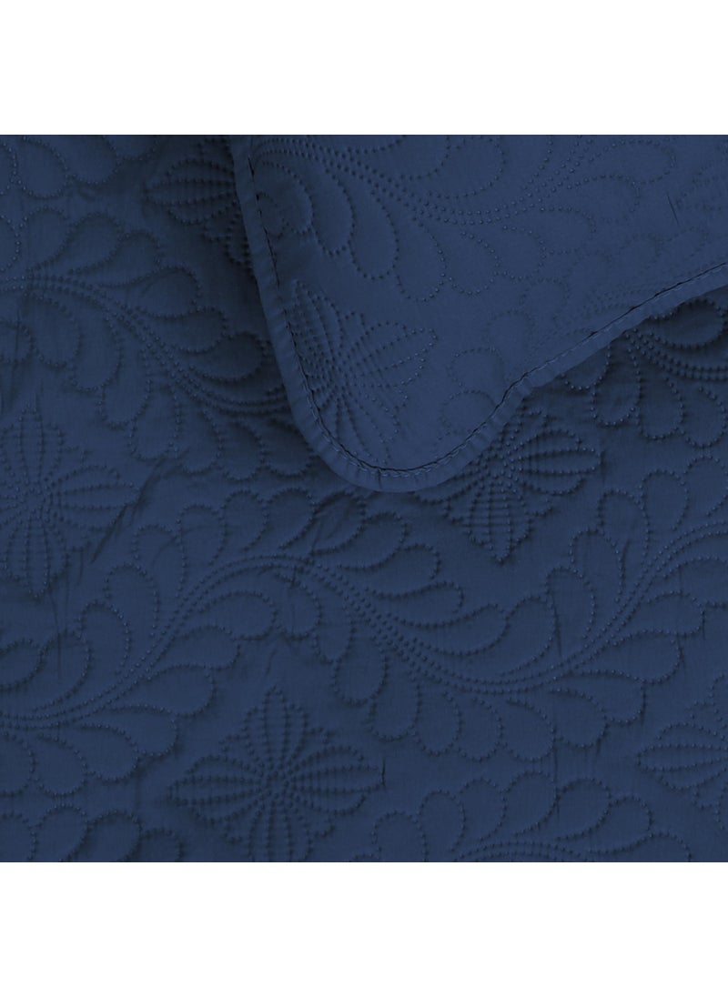 Easy-Going Easy-Going Full/Queen Size Reversible Quilt Set with 1 Quilt and 2 Pillow Shams  Soft Bed Quilt Cover  Water Resistant Lightweight Bedspread  Stain Resistant  Olive Leaf-Dark Blue/Light Blue  - Image 3