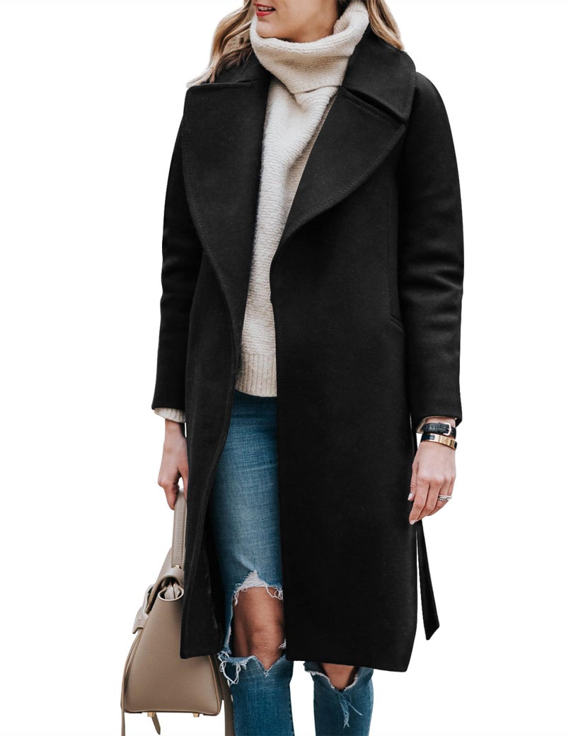 BZB Women's Pea Coats Elegant Notched Collar Double Breasted Winter Long Overcoat Jackets - Image 1
