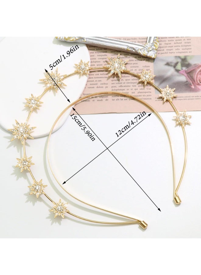 Halo Crown for Women & Girls, Moon Stars Goddess Crown, Halo Headband Crystal Tiaras and Crowns for Ramadan, Bridal Wedding Prom Birthday Cosplay Party Hair Accessories (Star) - Image 5