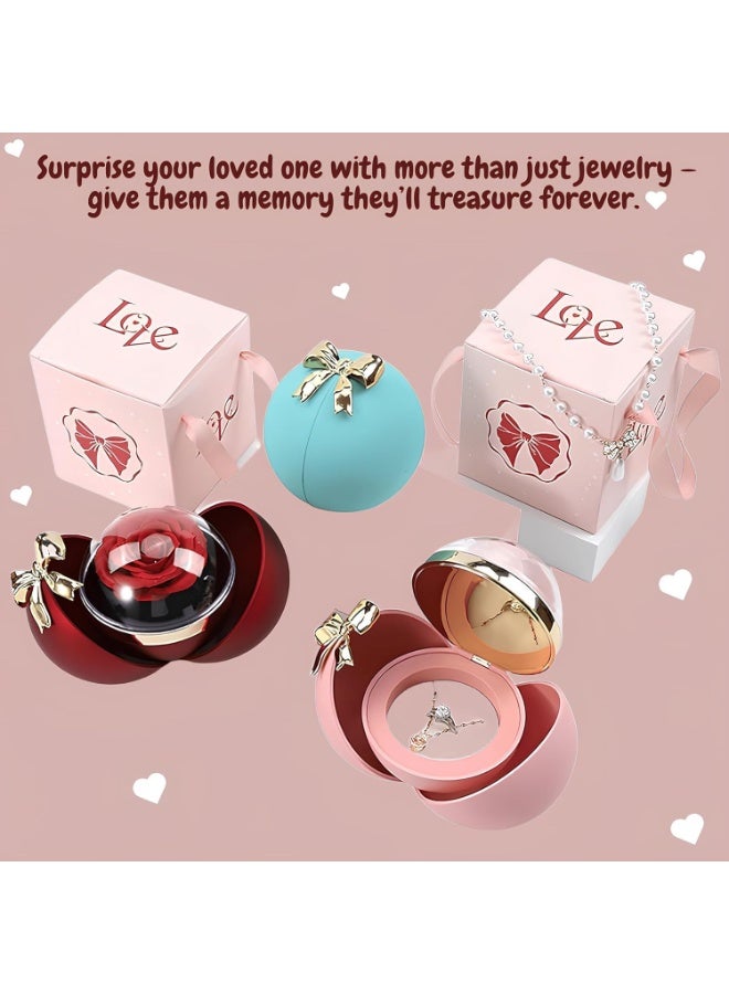 YelaJoy Personalized Jewelry Box with Pink Rose Bridesmaid Gifts Jewelry Case Ring Box Birthday Valentines Day Mothers Day Gifts for Women (PINK) - Image 2