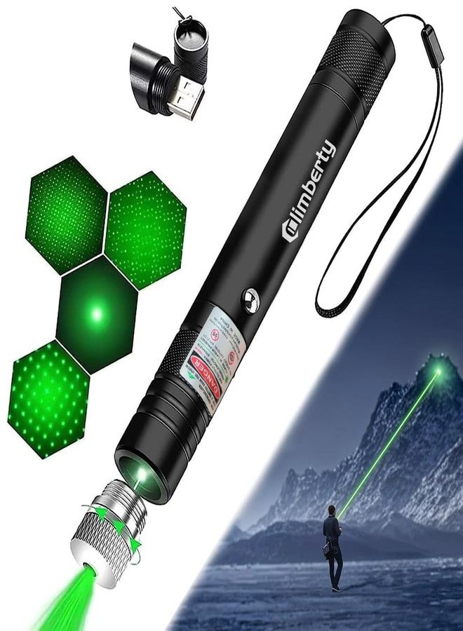 Climberty® Laser Light USB Rechargeable Green Laser Pointer, 2000 Metres Laser Pointer High Power Pen, Cat Laser Toy, Long Range Green Laser Pointer for Presentations, Stargazing - Image 1