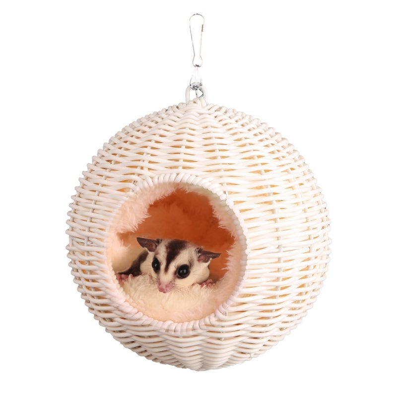 HardcorePet PP Rattan Rat Hammock with Removable Cotton nest Suitable for Guinea Pigs Sugar Gliders Hamsters Parrots in All Seasons White - Image 2