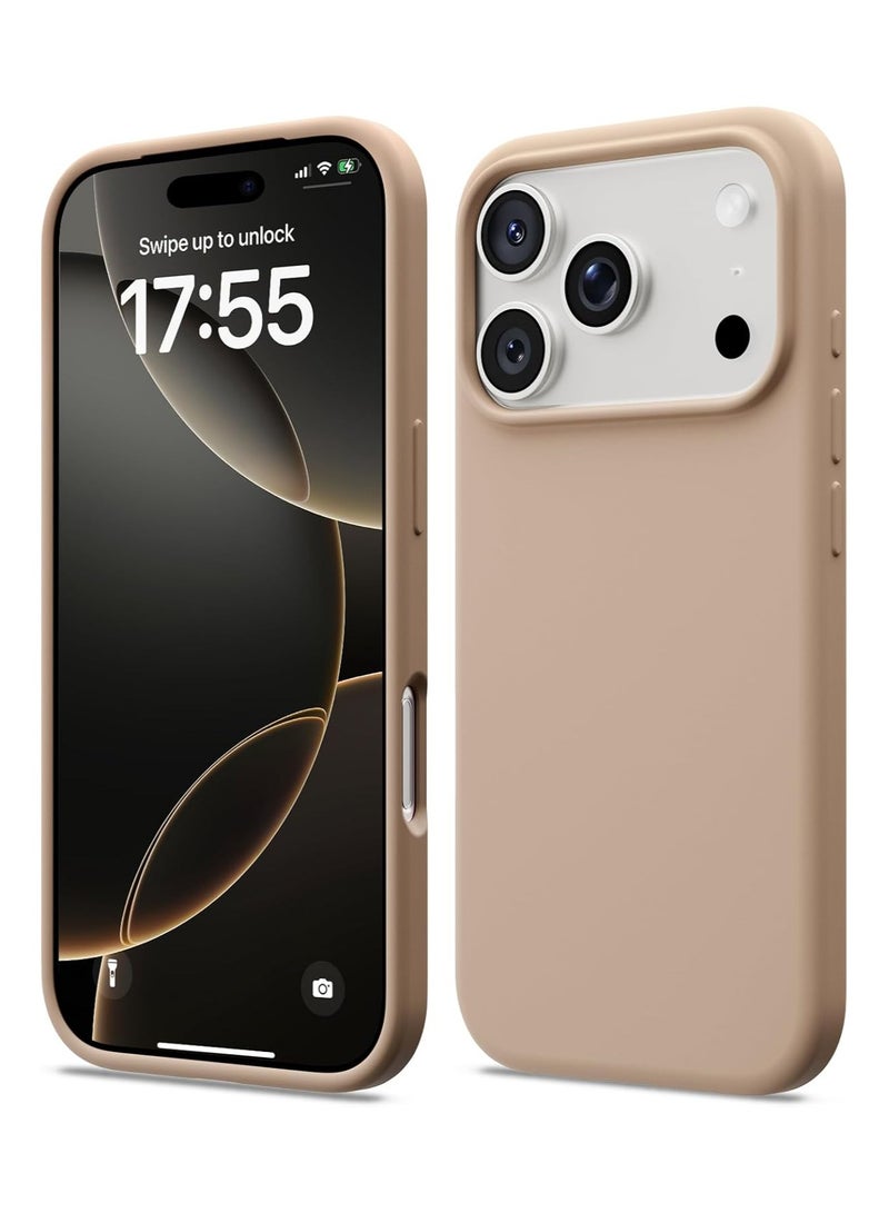 أكاليكس جراب سيليكون متوافق مع iPhone 17 Pro Max، جراب هاتف سيليكون سائل رفيع مع مصد مطاطي ناعم مقاوم للصدمات مكون من 3 طبقات مع بطانة من مادة TPU (تيتانيوم صحراوي) - Image 1