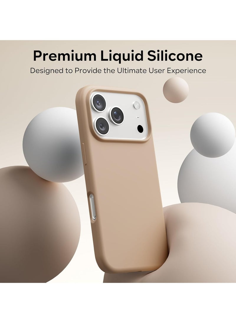 أكاليكس جراب سيليكون متوافق مع iPhone 17 Pro Max، جراب هاتف سيليكون سائل رفيع مع مصد مطاطي ناعم مقاوم للصدمات مكون من 3 طبقات مع بطانة من مادة TPU (تيتانيوم صحراوي) - Image 2