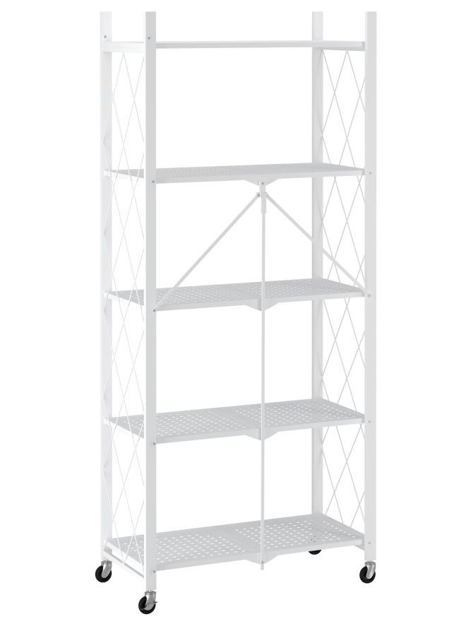 DubaiGallery 5Tier Metal Organizer Foldable Storage Shelf With Wheel For Garage Kitchen Home Laundry Bathroom - Image 2