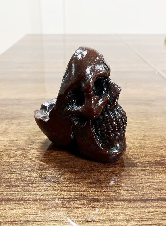 Dequera® > Resin Human Skull Ashtray Home Ornaments for Scary Halloween Decorations, Decorative Skulls, Skeletons Figurines for Bar Accessories, Smoking Room Decor for Smokers (Brown) - Image 3