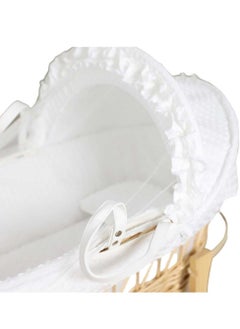 BABYCARA 2 in 1 Infant Wicker Moses Basket Waffle Bedding Cot and Rocking Stand with Wheels For Newborn  - Image 3