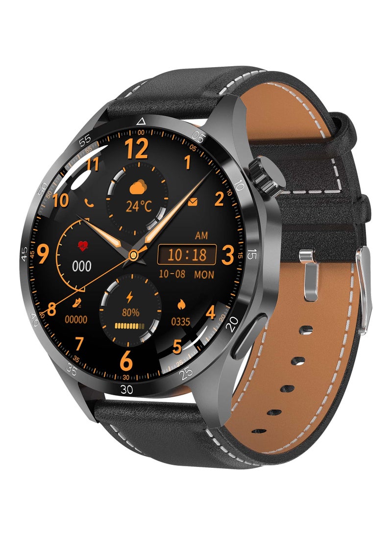 AROAQ GT4 Pro Smart Watch, 300mah Large Capacity Battery Bluetooth Wireless Charging Smart Watch, IP68 Waterproof 1.53" Display Smart Business Watch With Heart Rate Blood Pressure Monitor, (Black and Brown) - Image 1