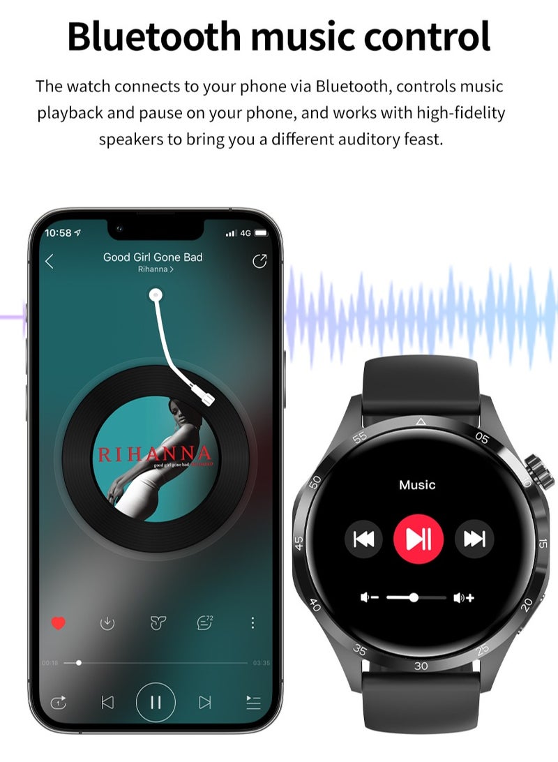 AROAQ GT4 Pro Smart Watch, 300mah Large Capacity Battery Bluetooth Wireless Charging Smart Watch, IP68 Waterproof 1.53" Display Smart Business Watch With Heart Rate Blood Pressure Monitor, (Black and Brown) - Image 3