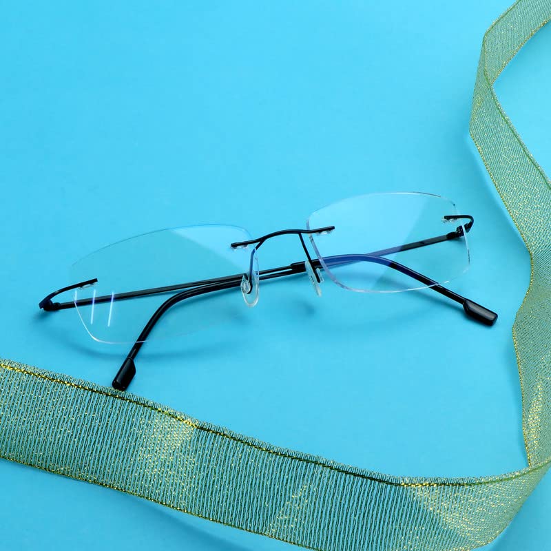 YEIN Blue Light Blocking Glasses, Anti Eyestrain, TV Glasses for Women Men(Black + black,+0.00) - Image 5