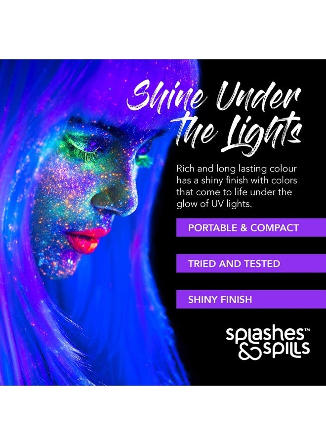 Splashes & Spills UV Glow Blacklight Lip Gloss - 6 Color Variety Pack, 3.7g - Day or Night Stage, Clubbing or Costume Makeup by Splashes & Spills - Image 2