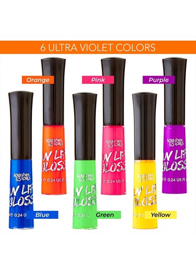 Splashes & Spills UV Glow Blacklight Lip Gloss - 6 Color Variety Pack, 3.7g - Day or Night Stage, Clubbing or Costume Makeup by Splashes & Spills - Image 4
