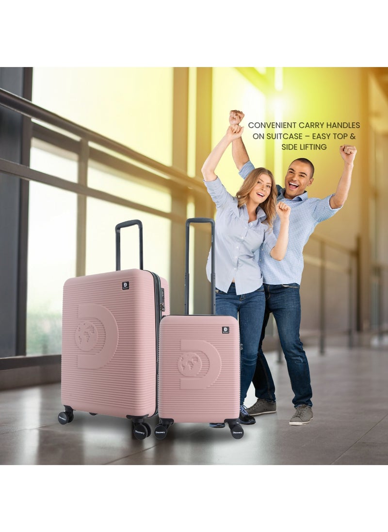 Discovery Eclipse ABS Hardside Checked Travel Luggage, Durable Lightweight 4 Double Wheel Expandable Trolley Bag, Extra Secure Combination Lock, 28" Suitcase, Check-In Large Trolley - Pink.